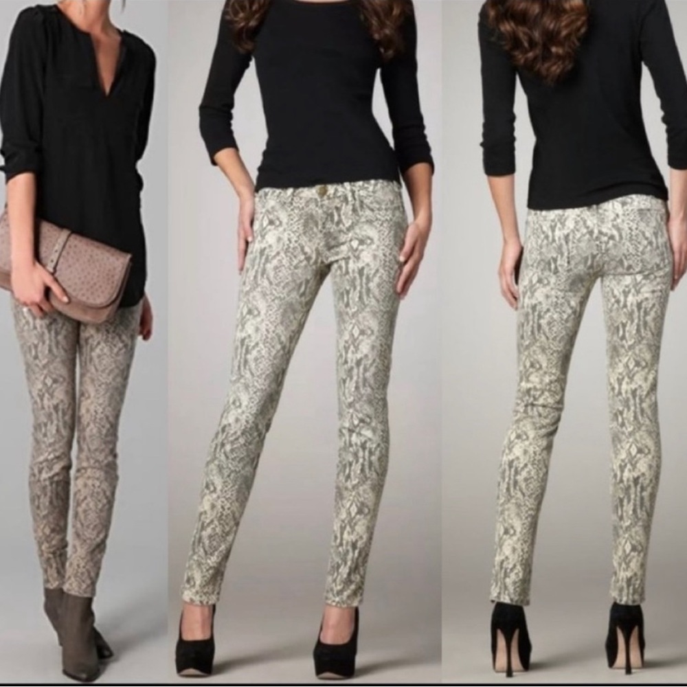Current Elliott Ankle Skinny Canvas Snakeskin Jeans Size 29